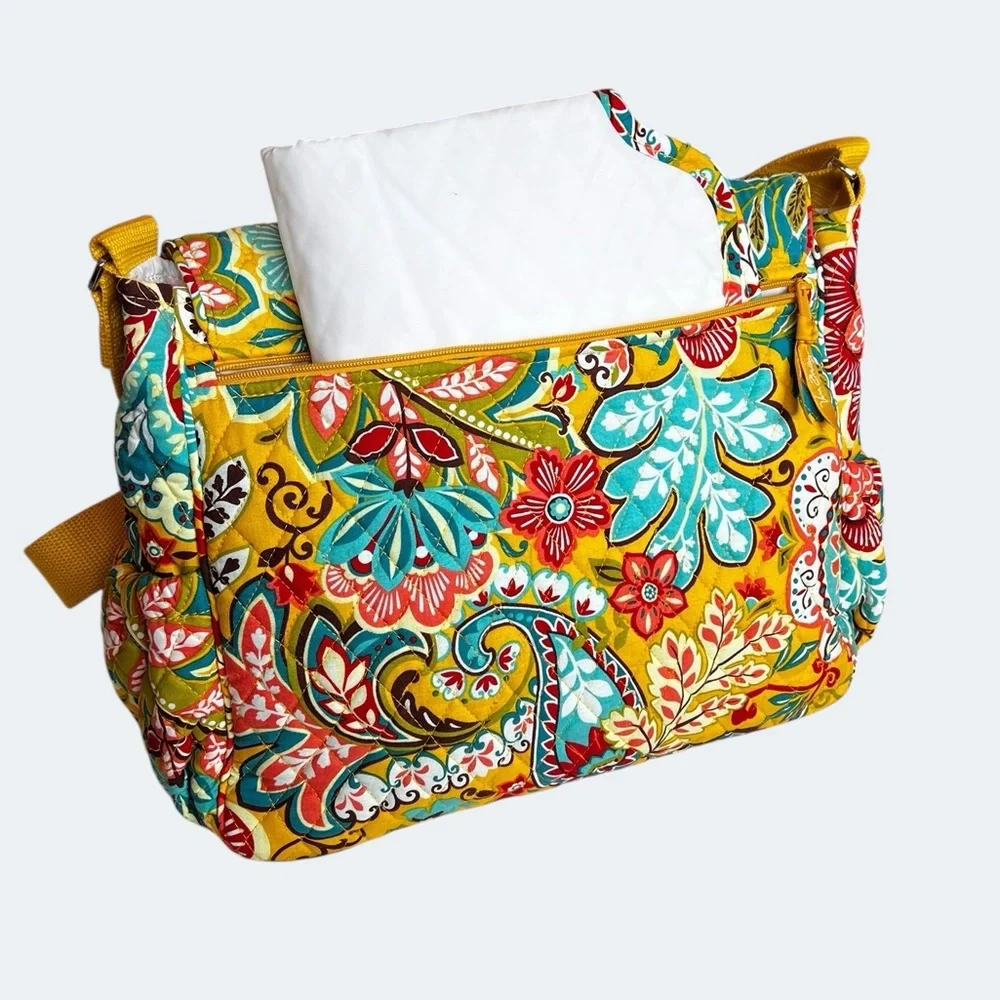 Vera Bradley Diaper Bag Yellow Floral Paisley EUC